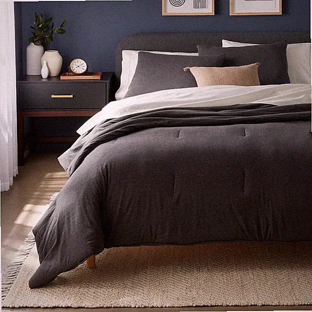 3pc King Jersey Comforter and Sham Set Dark Gray Heather - Threshold