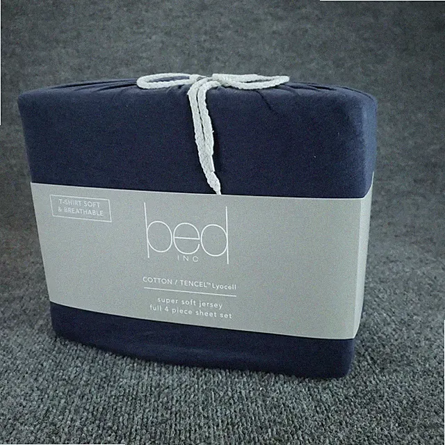 Bed Inc Full Sheet Set Cotton TENCEL Lyocell Jersey Deep Navy 4 Piece Oeko-Tex