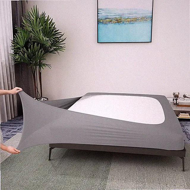 Box Spring Cover Queen Size - Jersey Knit & Stretchy Wrap around 4 Sides Bed Ski