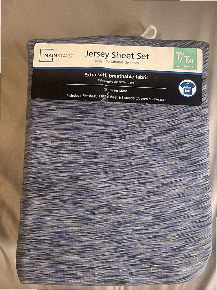 BRAND NEW Mainstays Jersey Sheet Set Twin/Twin XL Blue