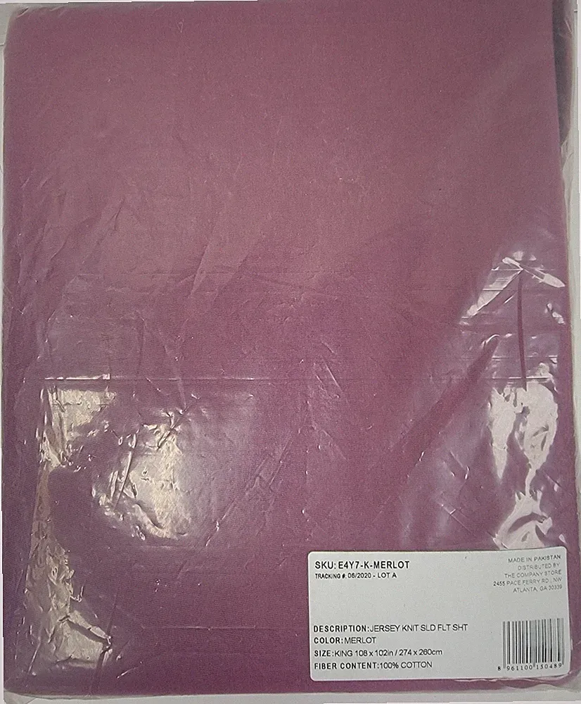 Company Store Jersey Knit Flat Sheet King Merlot 100% Cotton Soft NEW!