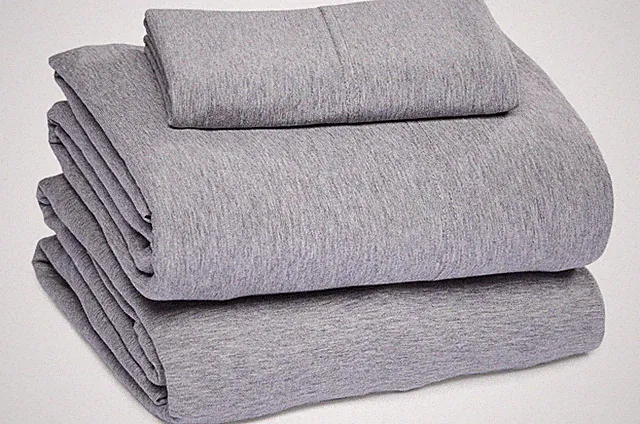 Cotton 3 Piece Heather Jersey Sheet Set - Twin, Light Gray, Solid NEW Free Ship!