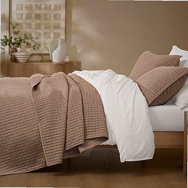 Cotton Jersey Knit King Quilt Set - Lightweight, Hypoallergenic, Mocha Brown