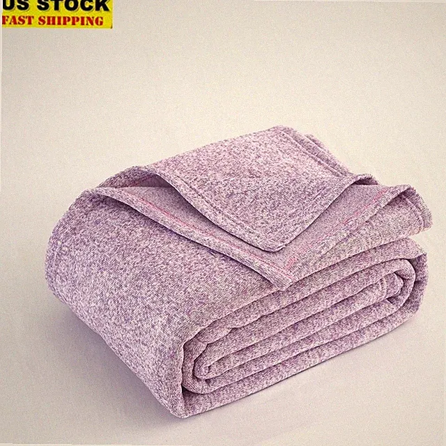 Cozy Fuzzy Jersey Blanket Reversible Soft Knit Fleece Home Decor All Season New