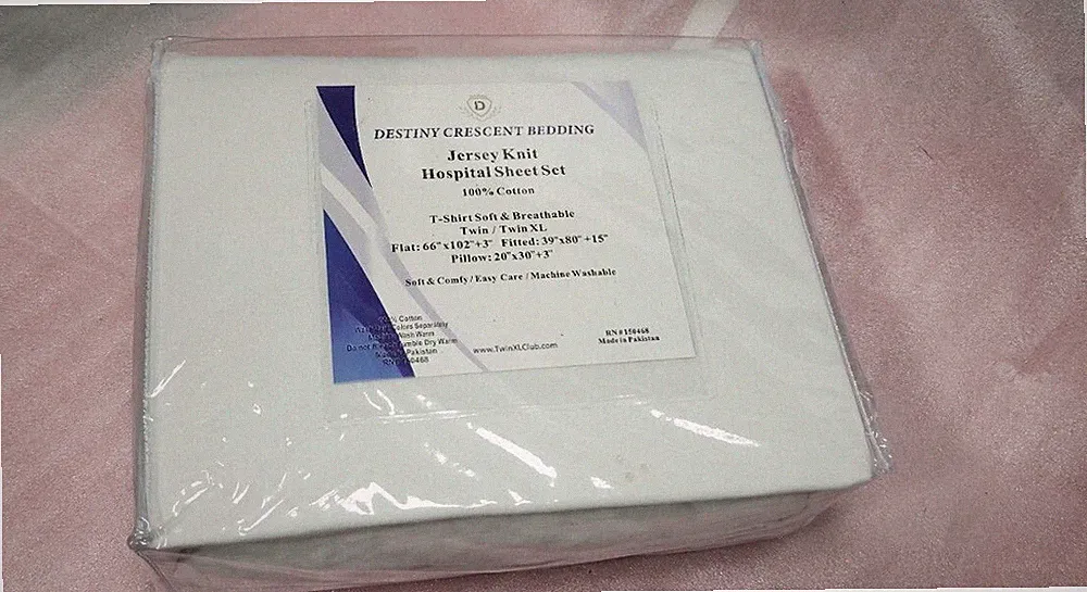 Destiny Crescent Bedding Jersey knit Twin Hospital Sheet set White T2 new