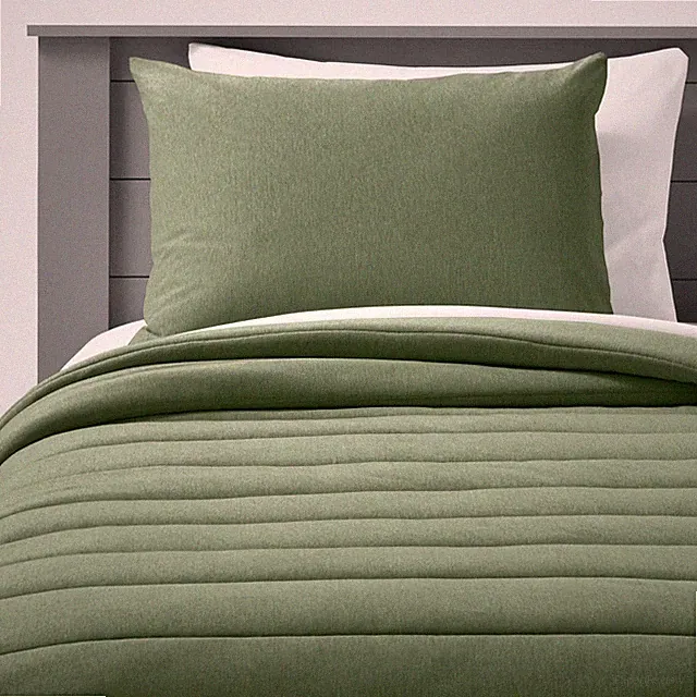 Full/Queen Channel Jersey Comforter Set Green - Pillowfort