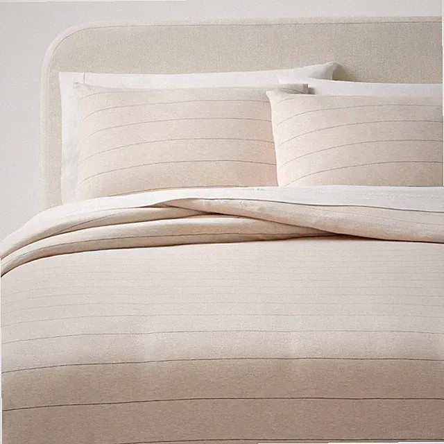 Full/Queen Jersey Duvet and Sham Set Oatmeal Heather Striped - Threshold