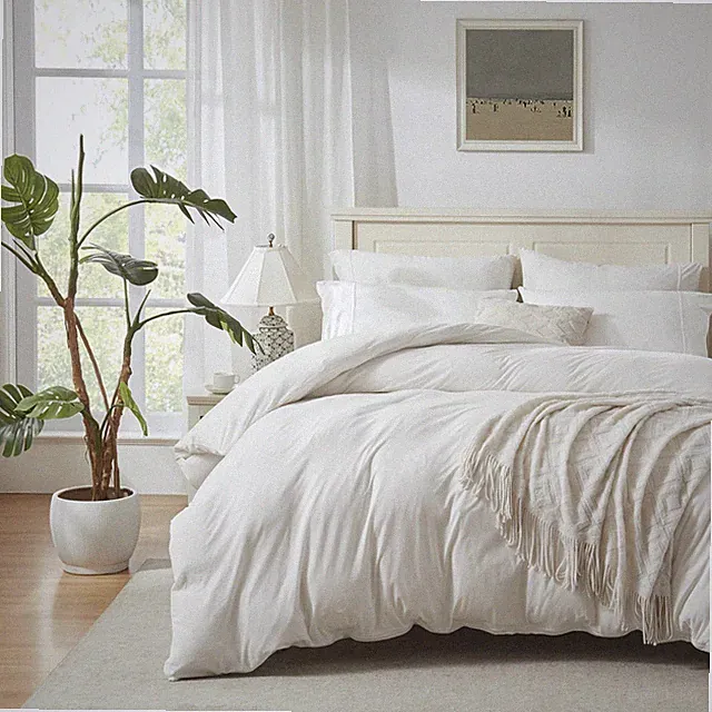 H HOUSEHOLD Jersey Knit Cotton Duvet Cover Set Bedding Set Soft Knit Comforte...