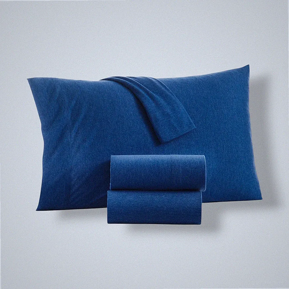 Home Design Blue Full Size Jersey Knit 4-Pc Bedding Sheet Set