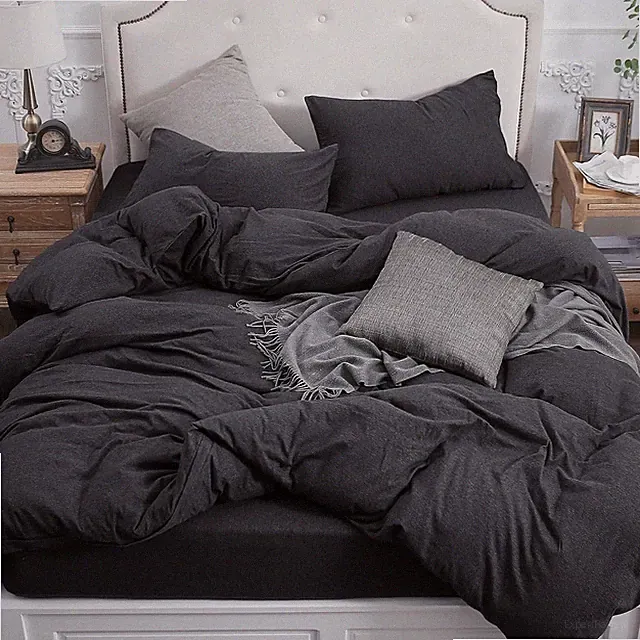 Jersey Knit Duvet Cover Set 100% T-Shirt Cotton Super Soft Comfy 3Pc Bedding Set