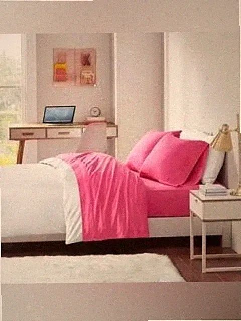 Jersey Knit Full Sheet Set in Pink
