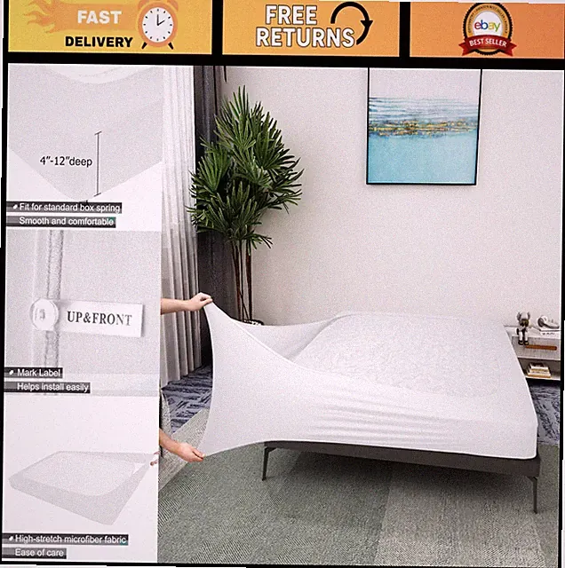 King/Cal King Box Spring Cover - Stretchy Jersey Knit 4-Sided Bed Skirt, White