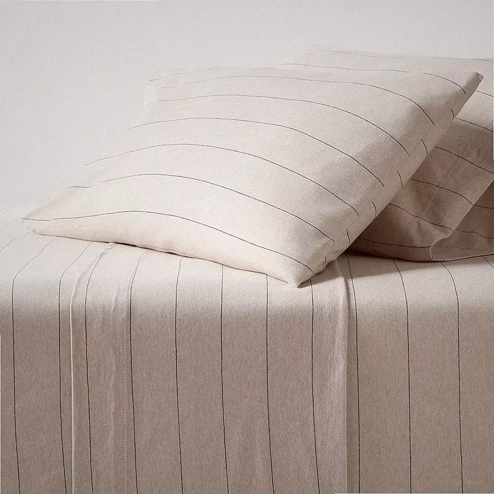 King Cotton Jersey Sheet Set Oatmeal Heather Striped - Threshold