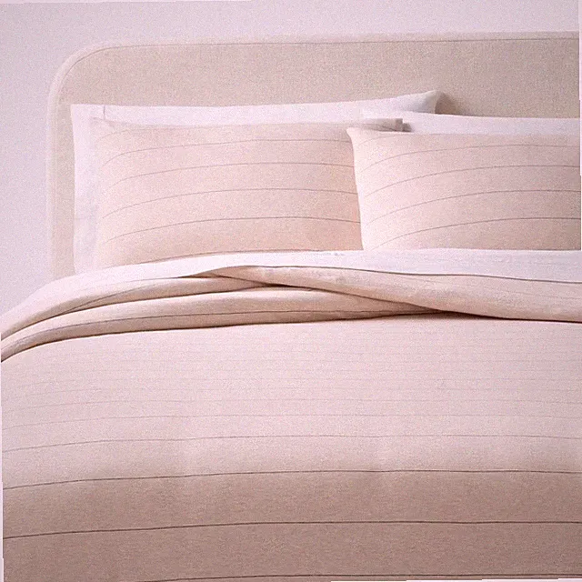 King Jersey Comforter and Sham Set Oatmeal Charcoal Striped - Threshold: Cotton