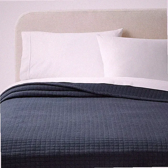 King Jersey Quilt Dark Navy Blue - Threshold: Cotton Knitted Coverlet, OEKO-TEX