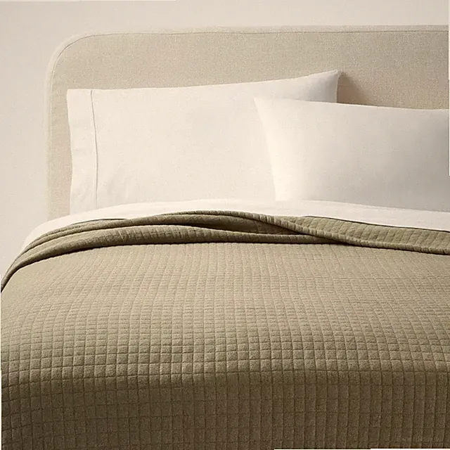 King Jersey Quilt Dark Olive Green Heather - Threshold: Cotton Knitted Coverlet