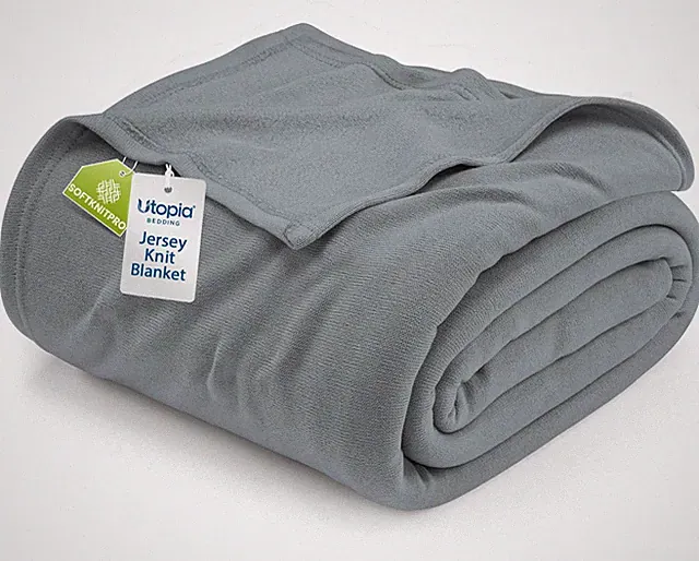 Knit Blanket King Size (90x102 Inches, Grey) Soft Lightweight Jersey Breathab...