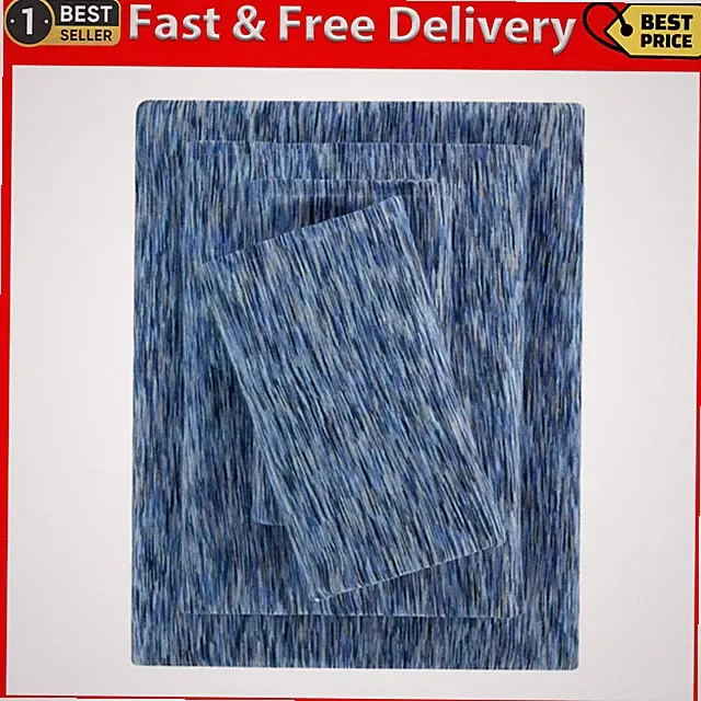 Mainstays Extra Soft Adult Jersey Bed Sheet Set, Twin-XL, Blue Crackle, 3 Pieces