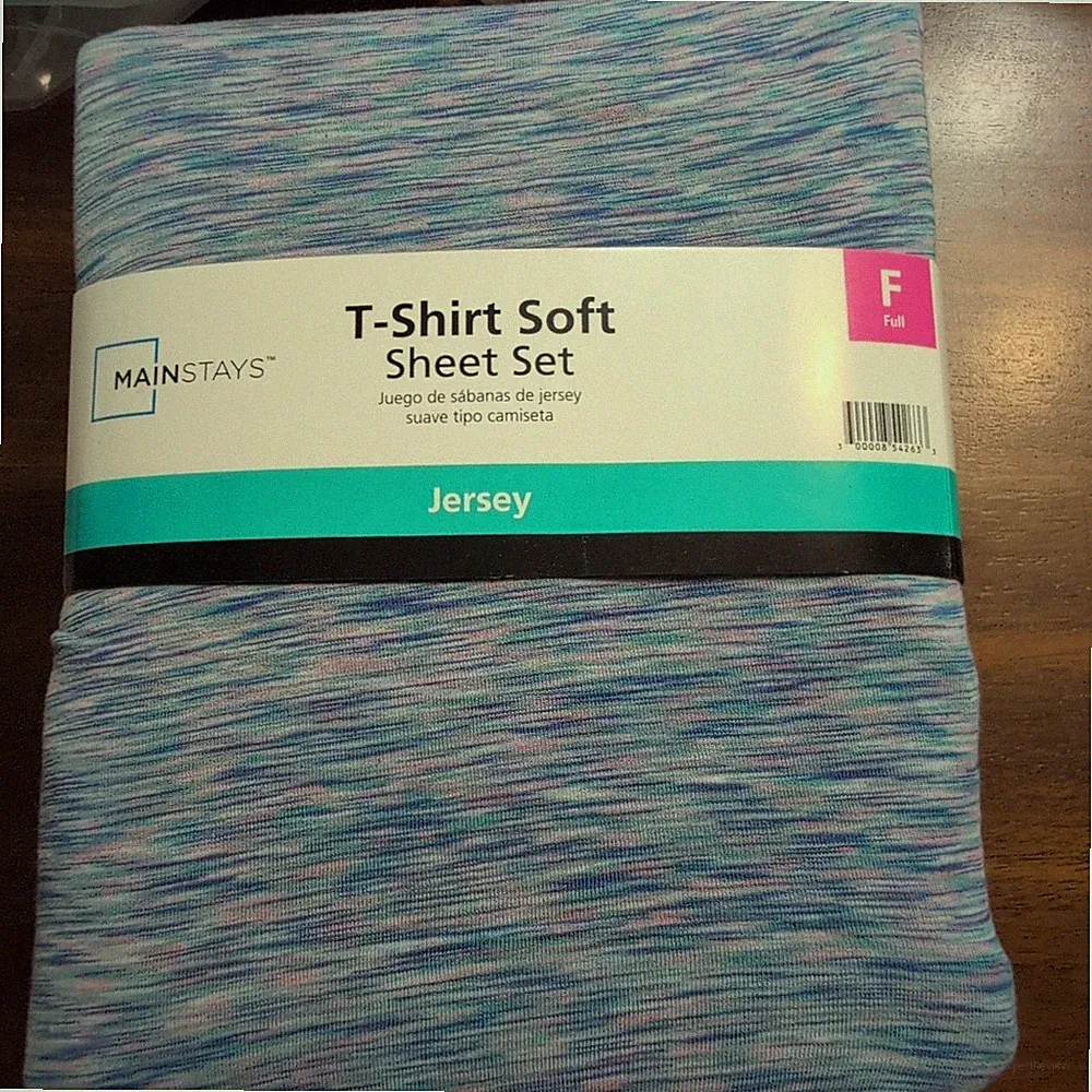 Mainstays Full Jersey Sheet Set Crackle Purple Blue Pink Extra Soft Breathable