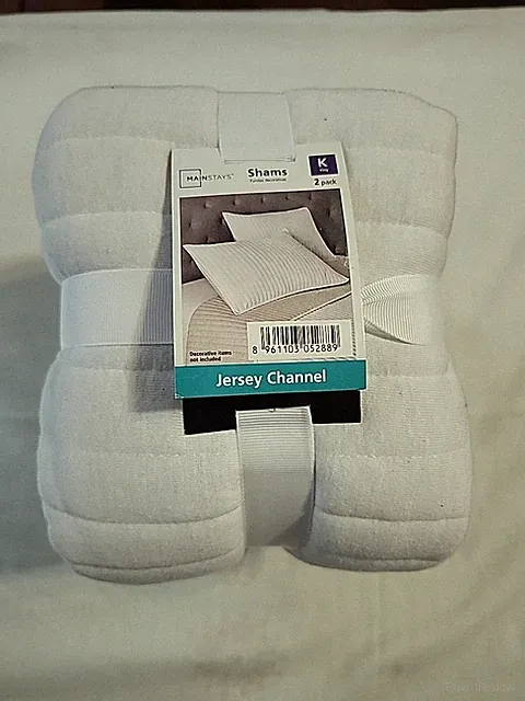 Mainstays Jersey Channel Shams 2 pc King Quilted White
