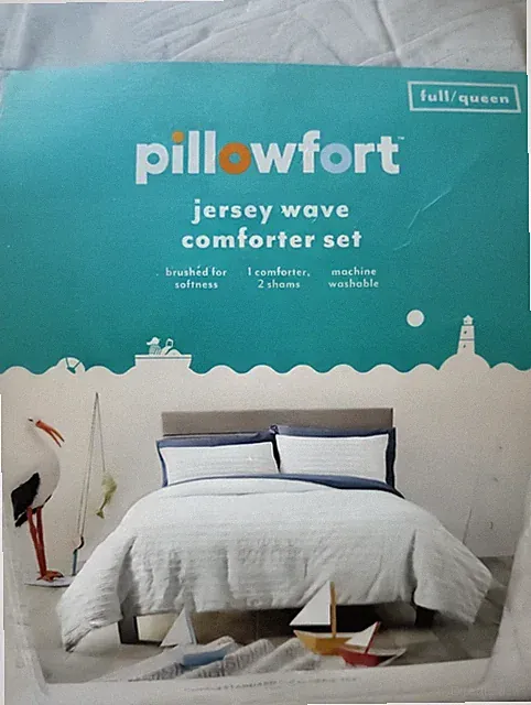 NEW Pillowfort Queen/Full 3-pc Jersey Wave Comforter Set 1 Comforter & 2 Shames