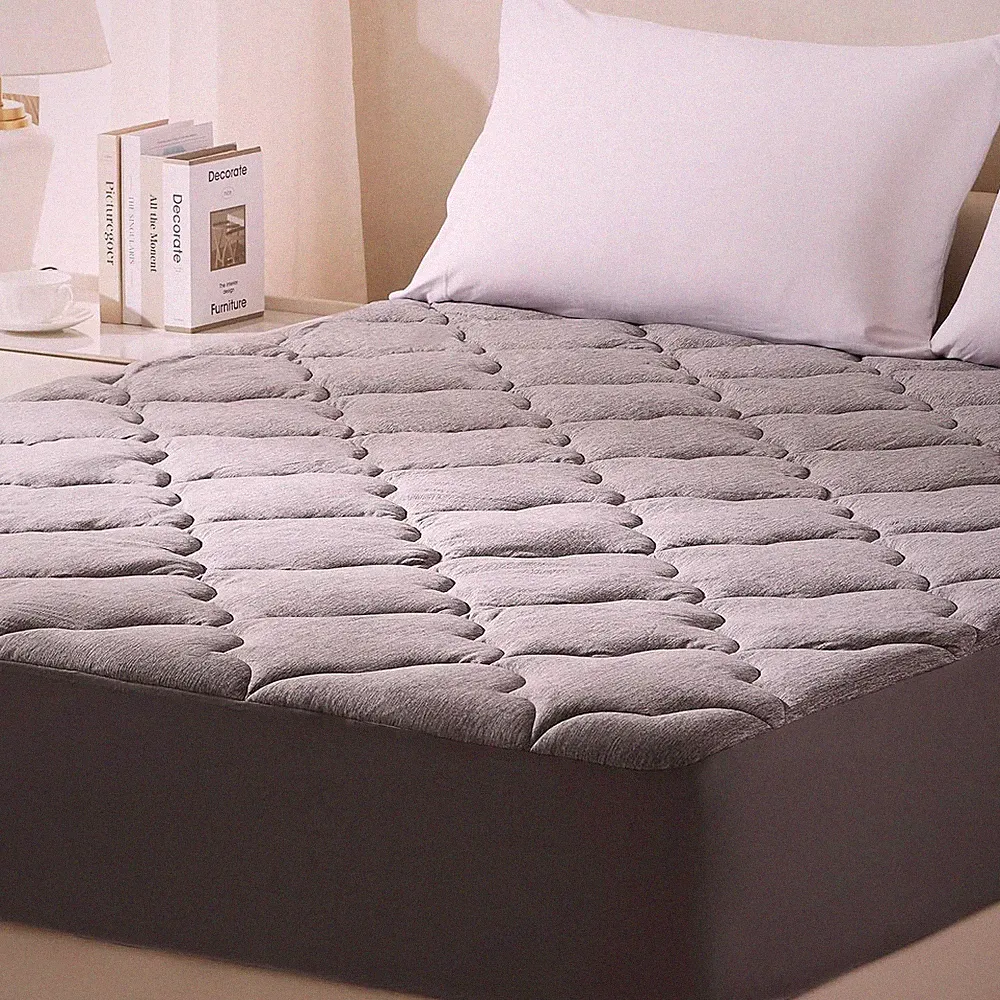 Plush King Mattress Pad Topper - Jersey Knit, Machine Washable, Grey