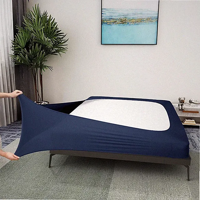 Queen Box Spring Cover Stretch Jersey Knit Bed Skirt Wrap Around 4 Sides White
