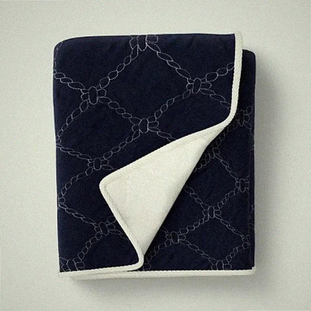 Quilted Net Throw Blanket Blue/Neutral