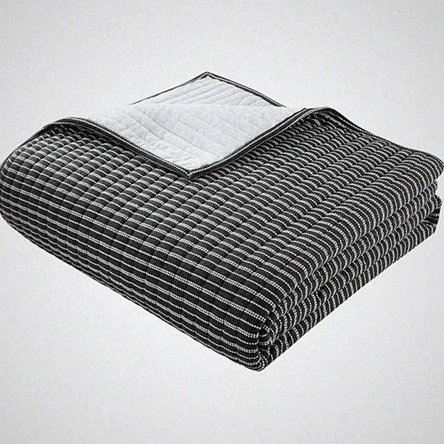 Reversible Cotton Rich Jersey T-Shirt Quilt Queen Full Size Black Stripe Soft