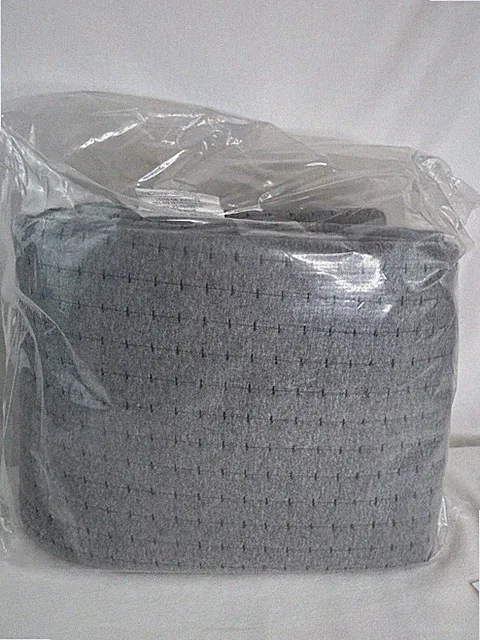SHALALA Cotton Quilt Set King Size, Grey Bedding Set, Reversible Striped