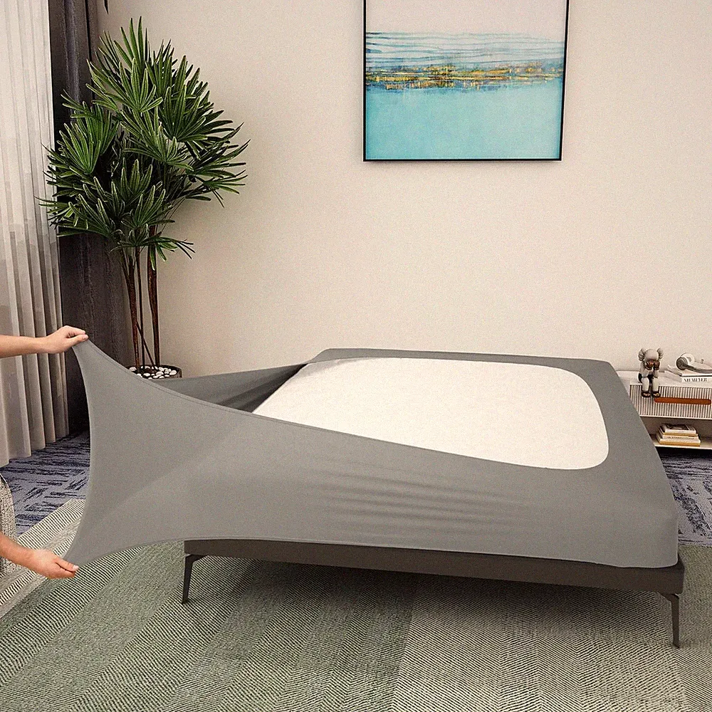 Spring Cover King Size - Jersey Knit & Stretchy Wrap Around 4 Sides Bed Skirt