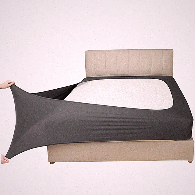 Stretch Jersey Box Spring Cover Wrap Around, Bed Skirt Full, Dark Gray