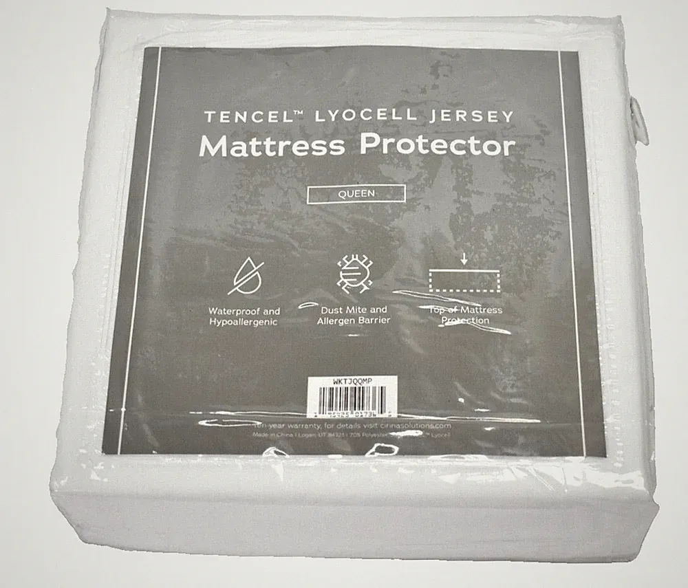 Tencel Lyocell Jersey Mattress Protector Queen Size White Bedding Waterproof