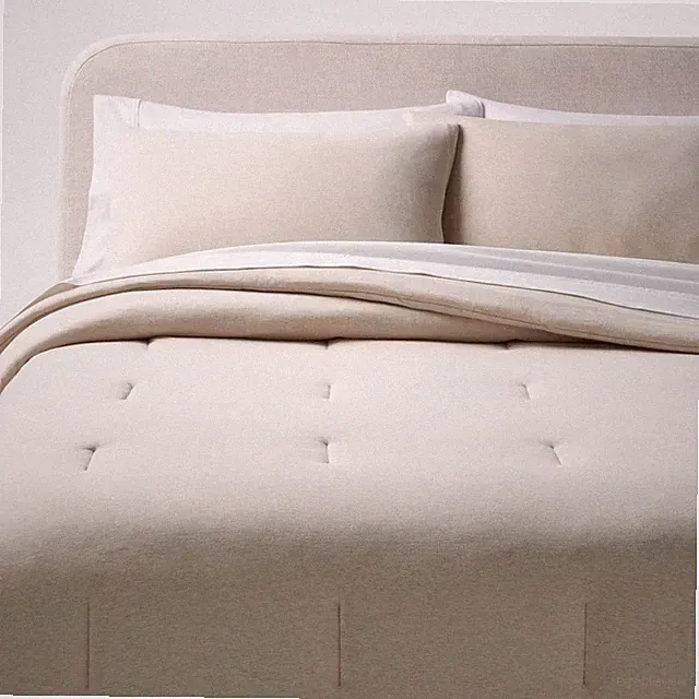 Threshold Comforter Set Cotton Jersey Casual Melange Dyed, Heather, Full/Queen