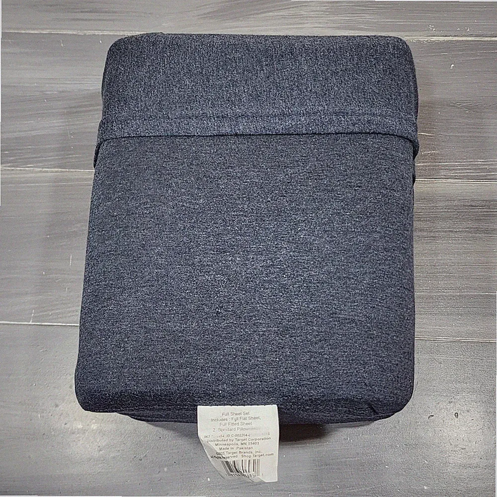 Threshold Full Sheet Set 4 Piece Heather Blue Jersey Knit Bedding Set