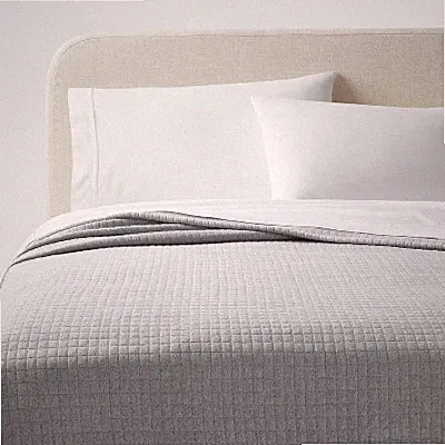 Threshold Quilt Cotton Jersey Square Quilted, Heather Gray, Full/Queen