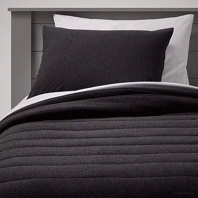 Twin Channel Jersey Comforter Set Black - Pillowfort
