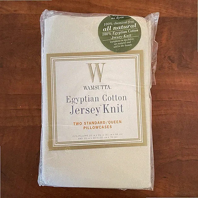Wamsutta 2 Standard Queen Jersey Knit Pillowcases Cream Egyptian Cotton New