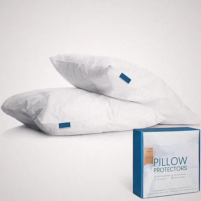 Waterproof Pillow Protector Zippered Pillow Cover Encasement Pillow Case 2 Pack